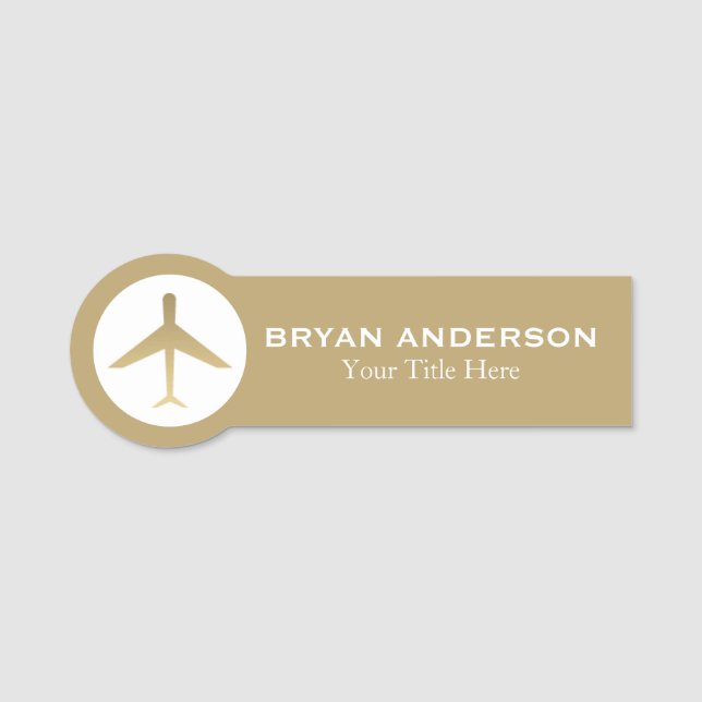 Porte-nom Aviation - Numéro d'identification de l'avion Gold (Devant)