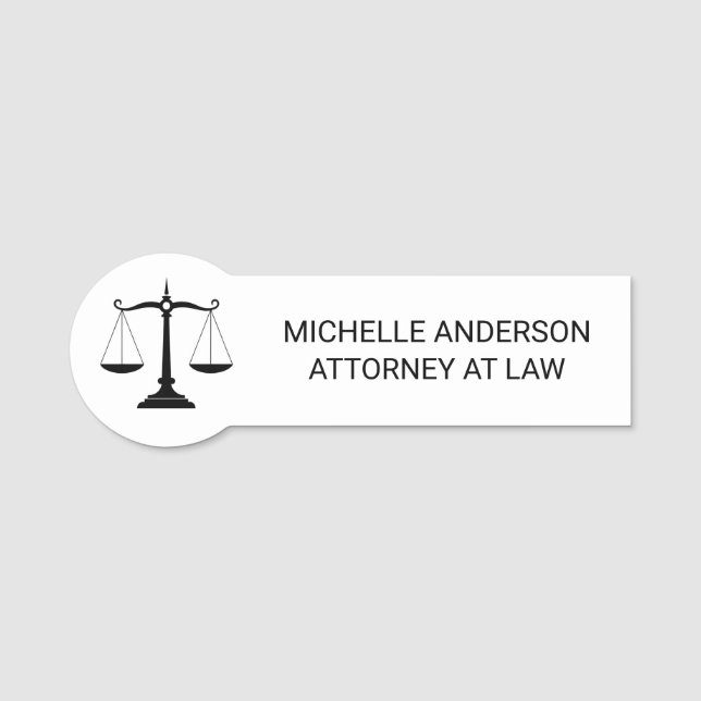 Porte-nom Avocat professionnel branché noir blanc    (Devant)