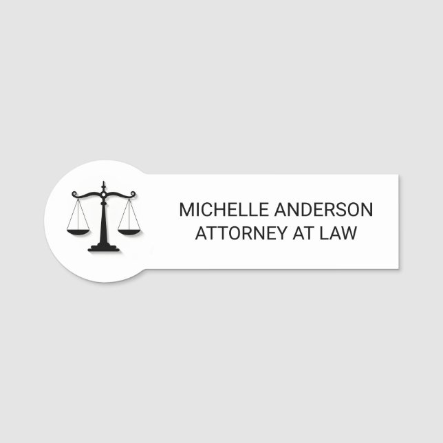 Porte-nom Avocat professionnel tendance Procureur noir blanc (Devant)