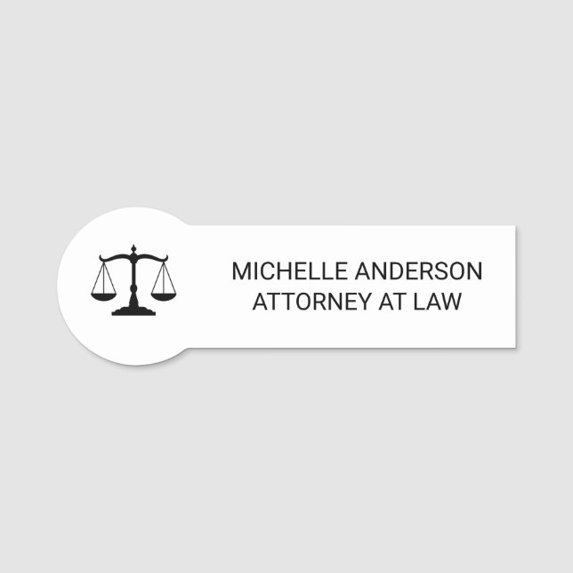 Porte-nom Avocat professionnel tendance Procureur noir blanc (Devant)