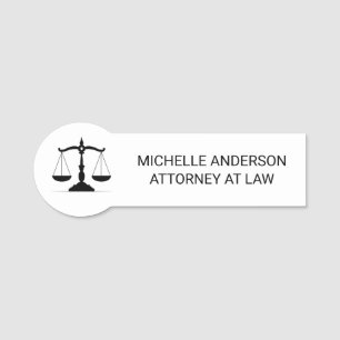 Porte-nom Avocat professionnel tendance Procureur noir blanc
