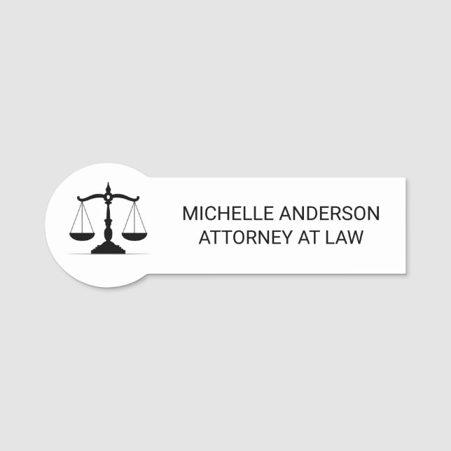 Porte-nom Avocat professionnel tendance Procureur noir blanc (Devant)