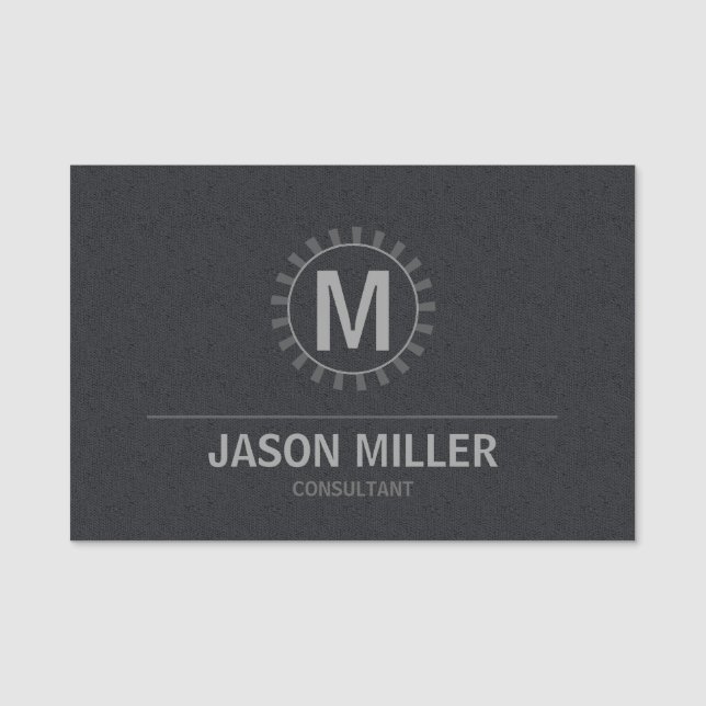 Porte-nom Baie et ligne Monogramme professionnel Silver ID31 (Devant)