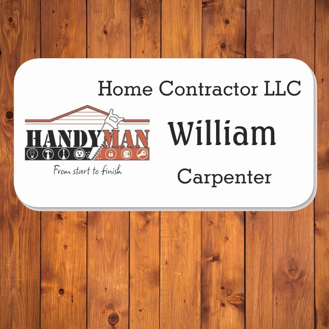 Porte-nom Balise de nom avec logo Handyman Balise de texte p (Créateur téléchargé)
