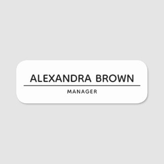 Porte-nom Balise de nom blanc personnalisé minimaliste avec