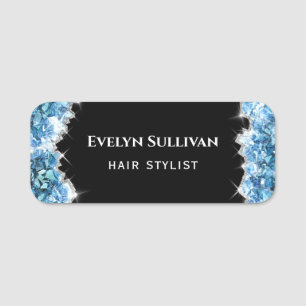 Porte-nom Balise de nom de cristaux bleus