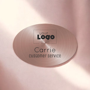Porte-nom Balise de nom de l'employé du Rose brossé du logo