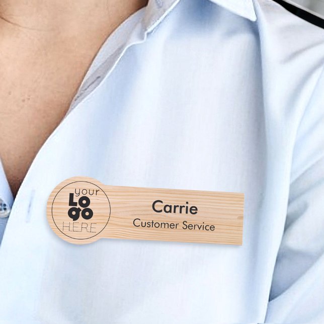 Porte-nom Balise de nom de l'employé en bois clair pour le l (Créateur téléchargé)