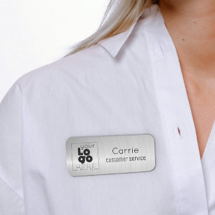 Porte-nom Balise de nom de votre logo brossé métal métalliqu