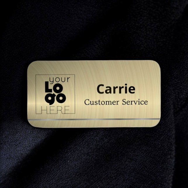 Porte-nom Balise de nom de votre logo en laiton brossé avec  (Créateur téléchargé)