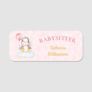 Porte-nom Balise de nom d'entreprise Babysitter Cute Penguin