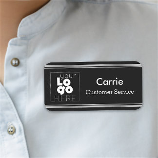 Porte-nom Balise de nom du logo d'entreprise Black and Silve