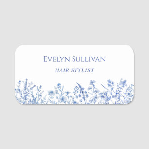 Porte-nom balise de nom fleur sauvage bleu français