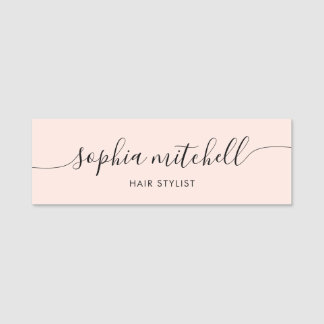 Porte-nom Balise de nom minimaliste stylish Script Blush Pin