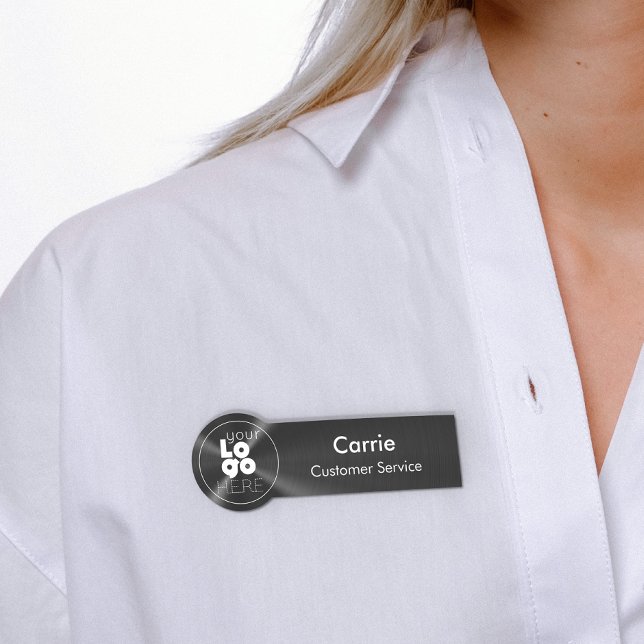 Porte-nom Balise de nom noir en métal radial brossé (Créateur téléchargé)