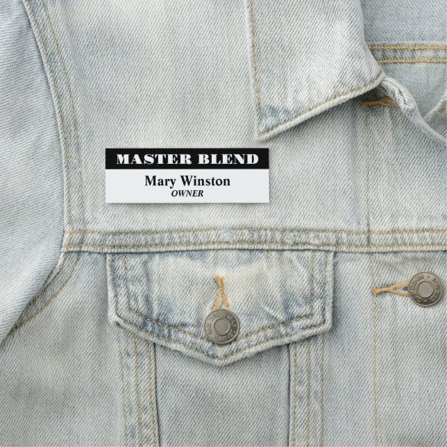 Porte-nom Balise de nom professionnel blanc et noir (En situation)