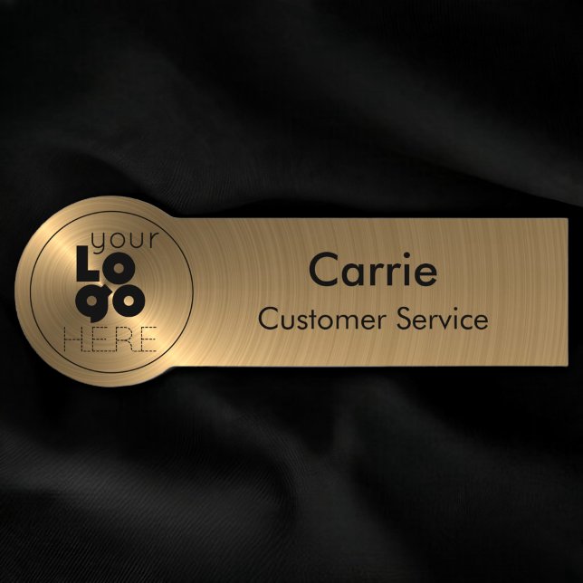 Porte-nom Balise de nom radial du logo rond or métallique br (Créateur téléchargé)