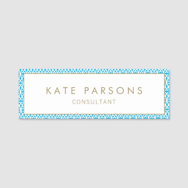 Porte-nom Balise Employé Bordure Bleue Plutôt (Devant)