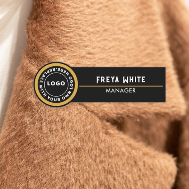 Porte-nom Balise Logo, Accent Or, Nom Noir (Créateur téléchargé)