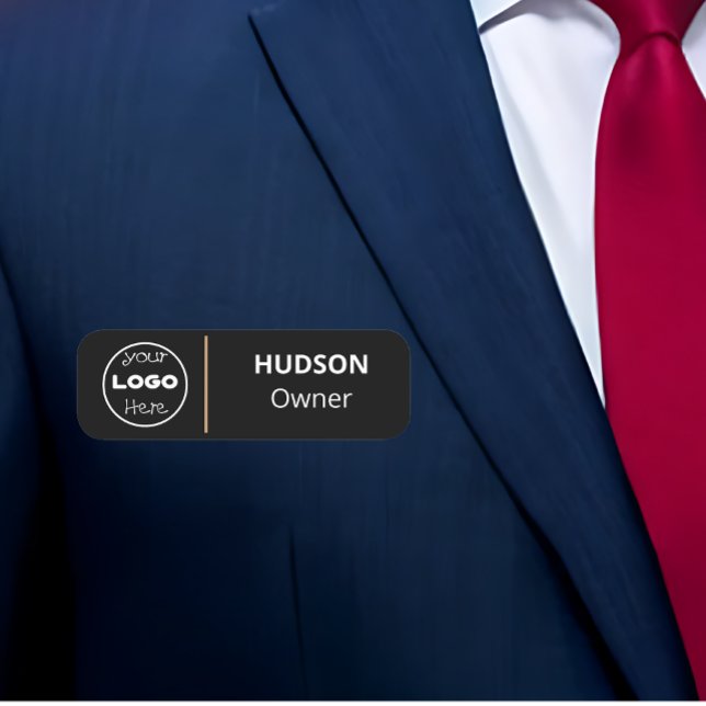 Porte-nom Balise Nom de l'employé du logo d'entreprise perso (Custom Company Business Logo Employee Name Tag)