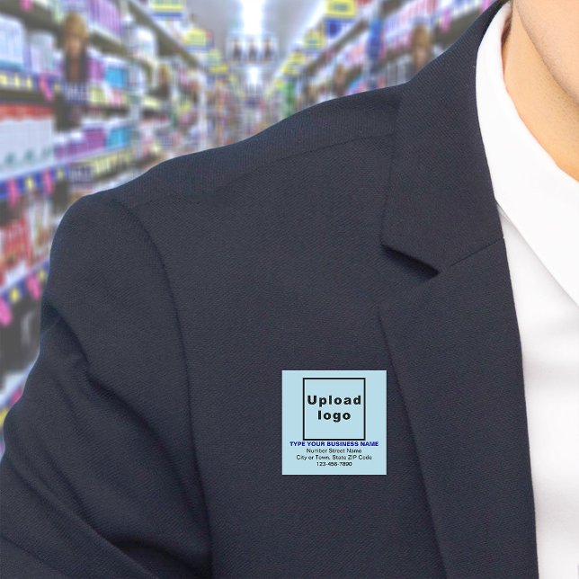 Porte-nom Balise Nom du Carré de marque commerciale Bleu cla (Build brand name awareness. Your business brand on light blue square name tag.)
