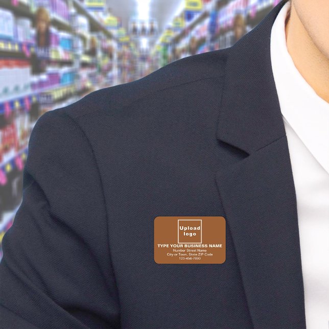 Porte-nom Balise Nom du rectangle Brown de la marque commerc (Build brand name awareness. Your business brand on brown rectangle name tag.)