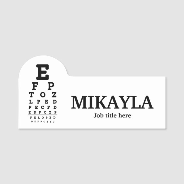 Porte-nom Balise Nom Opticien Eyechart Fun (Devant)