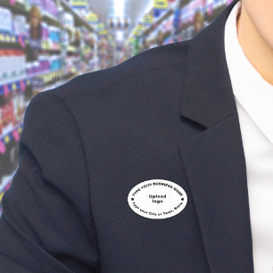 Porte-nom Balise Nom ovale blanc de marque commerciale