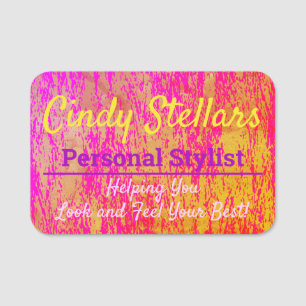 Porte-nom Balise Pink & Orange Modern Print Name