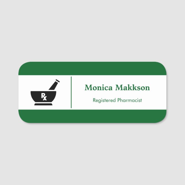 Porte-nom Balise RX Pharmacy Logo Pharmist Service Médicale (Devant)