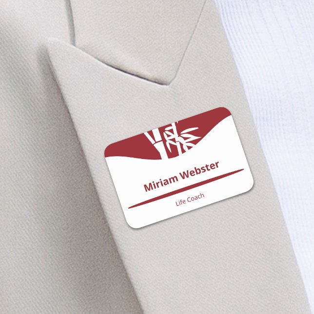 Porte-nom Bamboo Silhouette Life Coach Rouge et blanc (Bamboo Silhouette Life Coach Red & White Name)