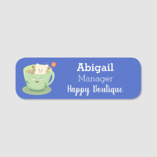 Porte-nom Bande dessinée de la tasse de thé mignonne humour