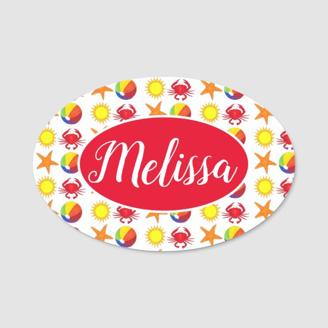 Porte-nom Beach Boardwalk Sun Crab Beachball Starfish (Devant)