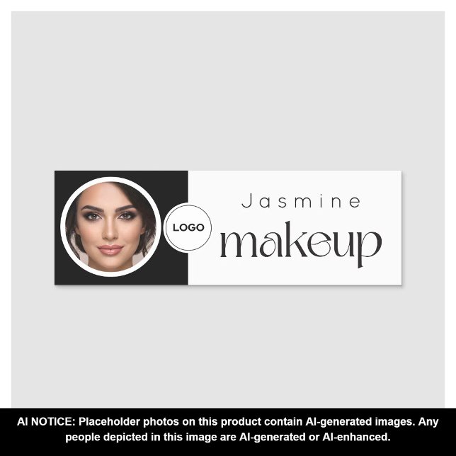 Porte-nom Beauté professionnelle MUA en noir et blanc Code Q (Créateur téléchargé)