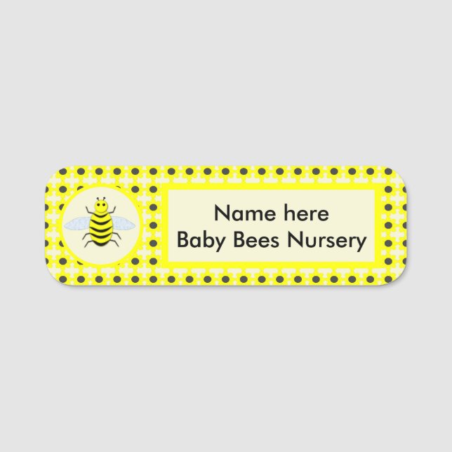 Porte-nom Bébé jaune mignon Bee Genre Nourriture neutre (Devant)