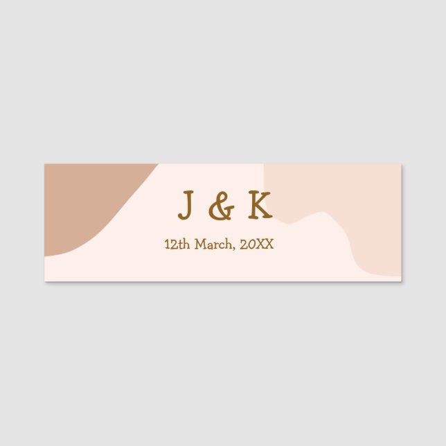 Porte-nom Beige boho curvy orange wedding name date (Devant)