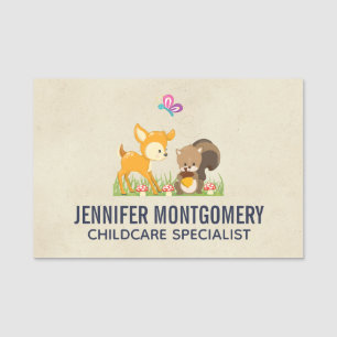 Porte-nom Belle forêt Animaux Caricature Whimsical
