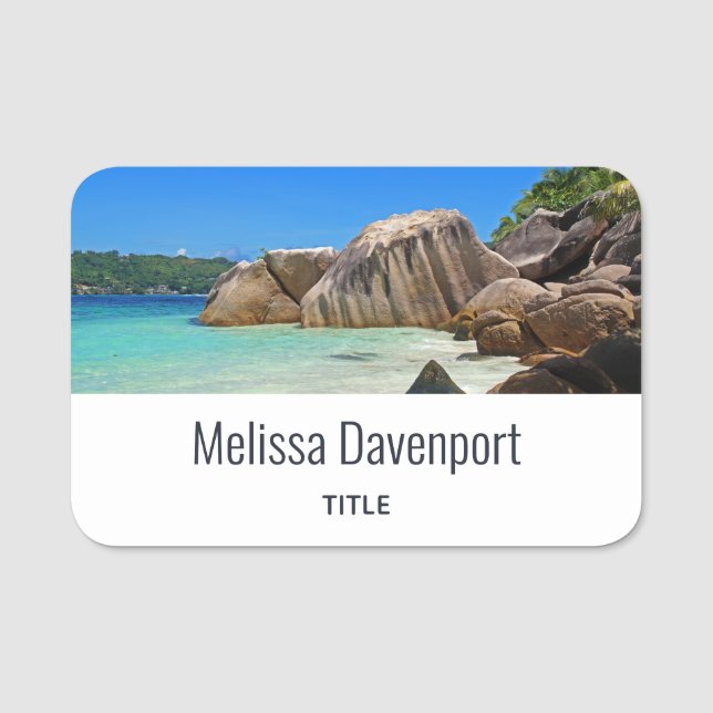 Porte-nom Belle Mer Tropicale Côte Rocheuse (Devant)