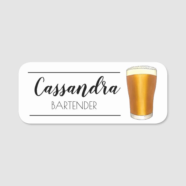 Porte-nom Bière Verre Pint Ale Lager Bar Pub Boisson Boisson (Devant)