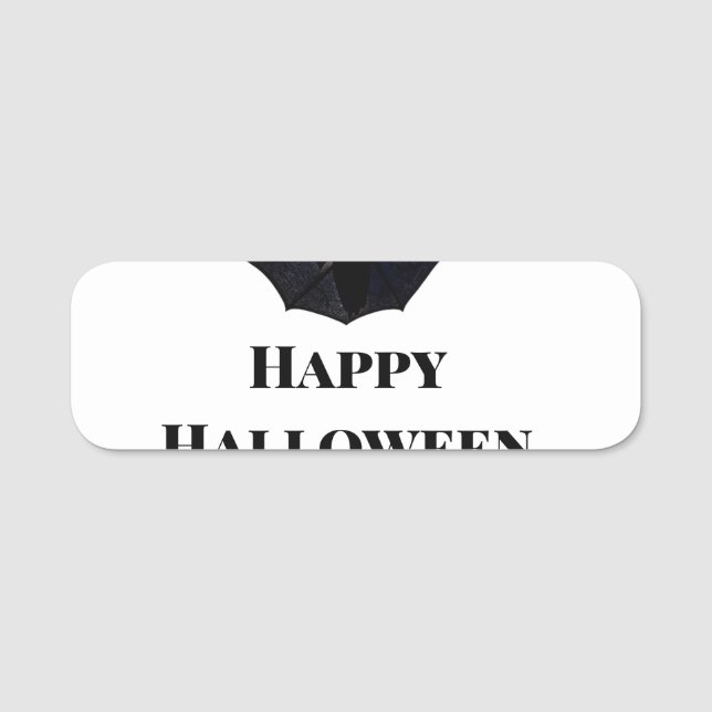 Porte-nom Black bat heureux Halloween ajouter nom texte sorc (Devant)