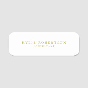 Porte-nom Blanc & Or Couleurs Professionnel Tendance Uni