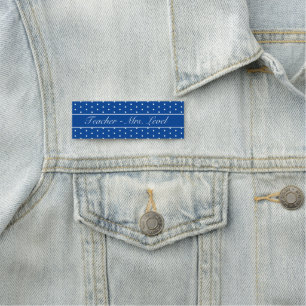 Porte-nom Bleu avec point Polka blanc