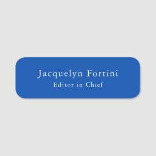 Porte-nom Bleu cobalt uni élégant moderne minimaliste