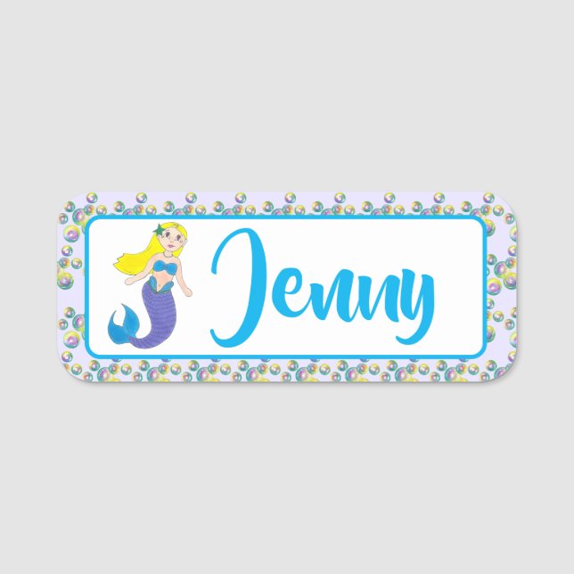 Porte-nom Blonde Natation Magique Fille Sirène Purple Queue (Devant)