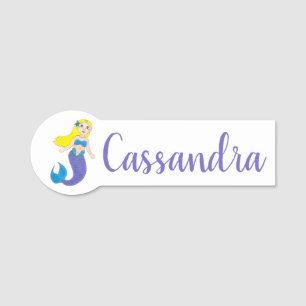 Porte-nom Blonde Natation Magique Fille Sirène Purple Queue