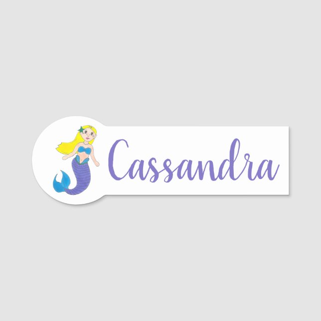 Porte-nom Blonde Natation Magique Fille Sirène Purple Queue (Devant)