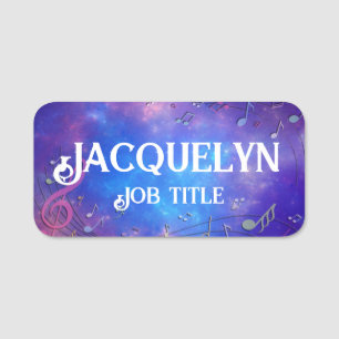 Porte-nom Blue] et Pink Clef et notes musicales