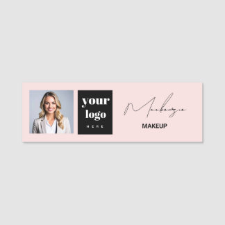 Porte-nom Blush Rose Logo Script Photo Maquillage