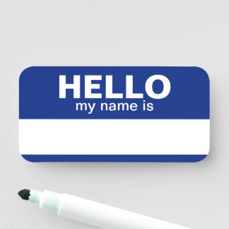 Porte-nom Bonjour mon nom est - Bleu - Employé sec Effacer
