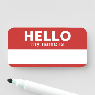Porte-nom Bonjour mon nom est - rouge - Employé sec Effacer